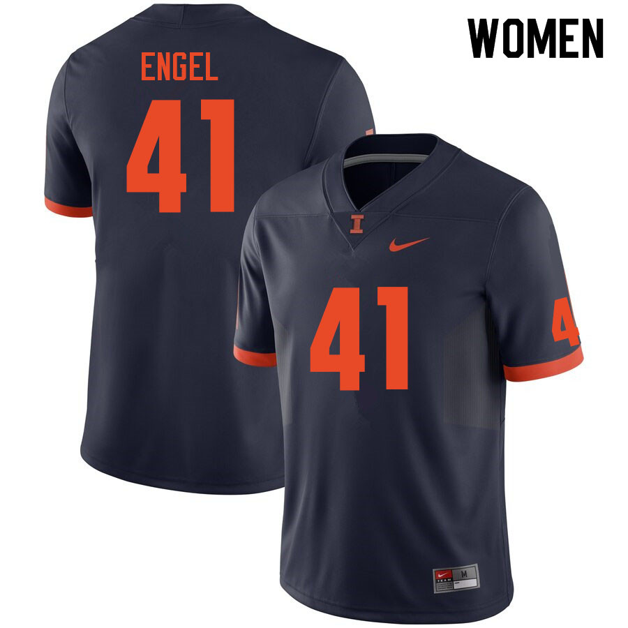 Women #41 Preston Engel Illinois Fighting Illini College Football Jerseys Sale-Navy